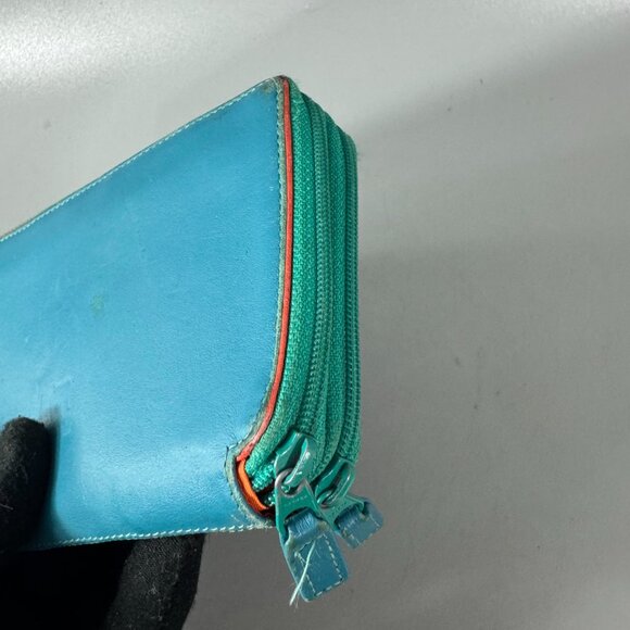 Mywalit Blue Leather Double Zip-Around Wallet - Picture 13 of 14